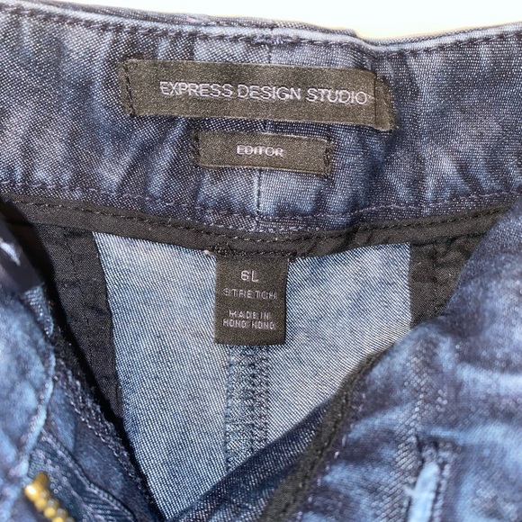 Express Editor Dark Wash Trouser Pants Low Rise Size 6 Tall - Picture 3 of 5